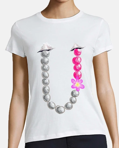Tee-shirt collier perles trous de fleurs