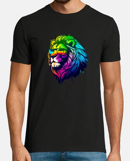 Playera color hipster lion