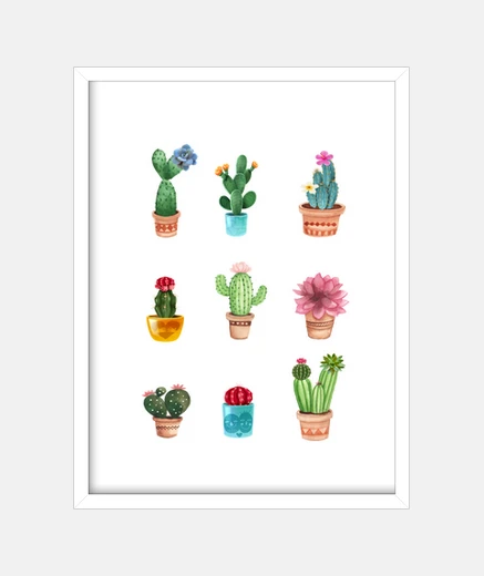 Framed colored cactus
