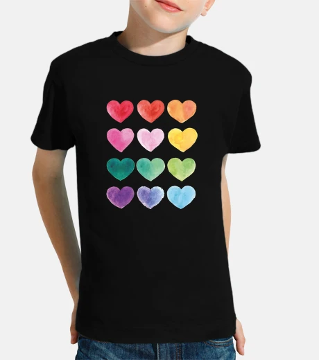 Children's colored hearts - girl and boy, short manga