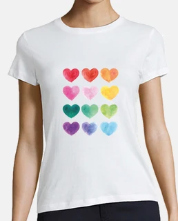 colored hearts - basic premium quality t shirt - t shirt