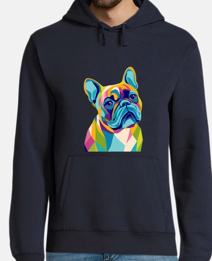 Hoodie Colorful Geometric Bulldog