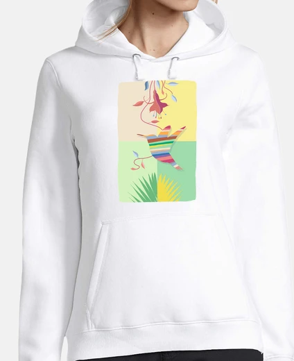 Hoodie Colorful hummingbird - tropical flower