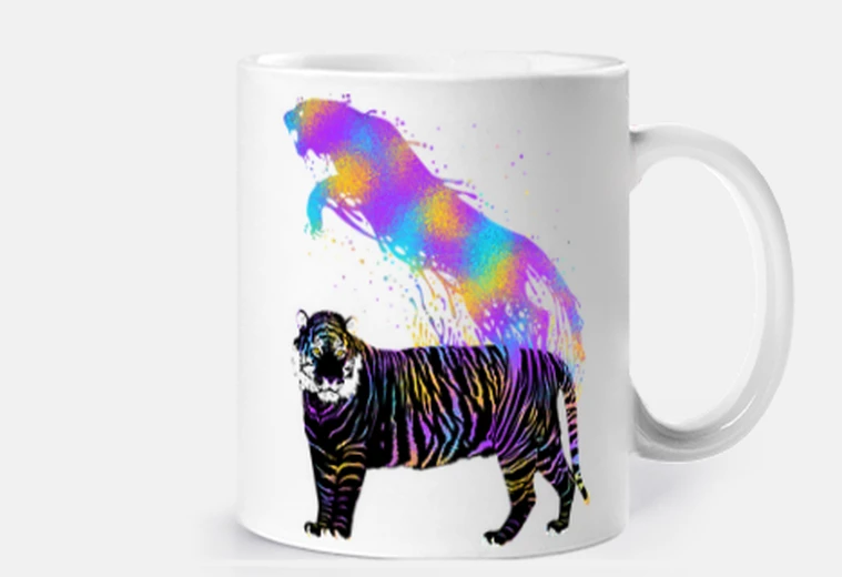 Cup colorful ink tiger
