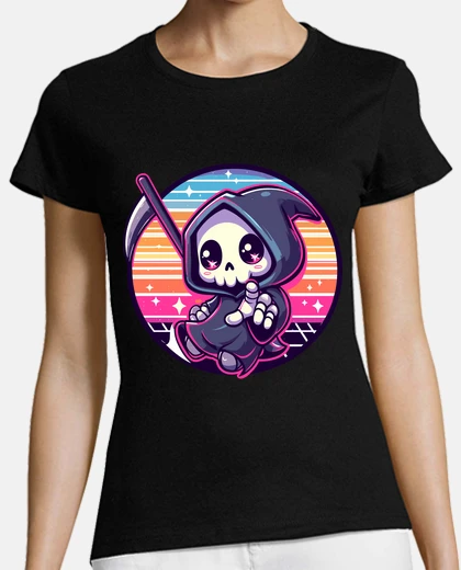 Playera colorful kawaii retro grim reaper