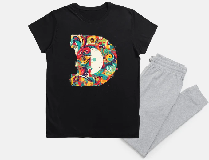 Pyjama colorful print letter d
