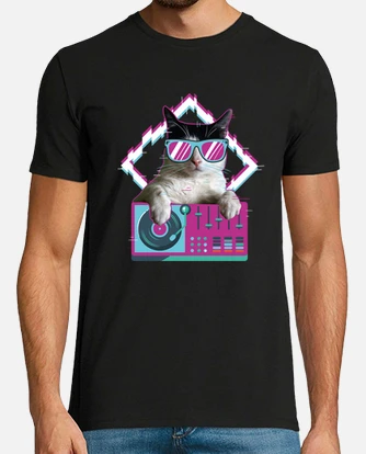 Cool Dj Cat Kitty With Sunglasses T-Shirt For Cat Lovers