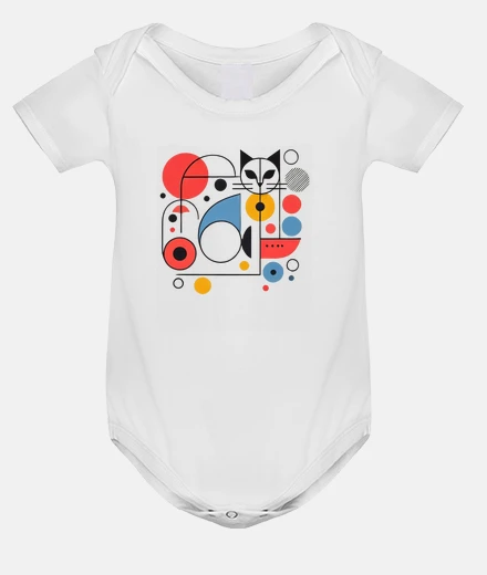 Kids Colorful Shapes Kitten Lover Geometry