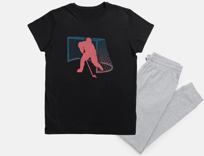 Pyjama colorful silhouette hockey