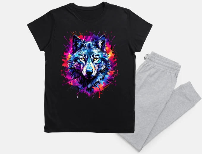 Pyjama Colorful Wolf Face - Gift Idea