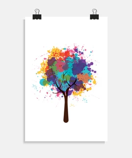 colorful color splash tree design