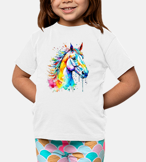 Colorful watercolor horse head