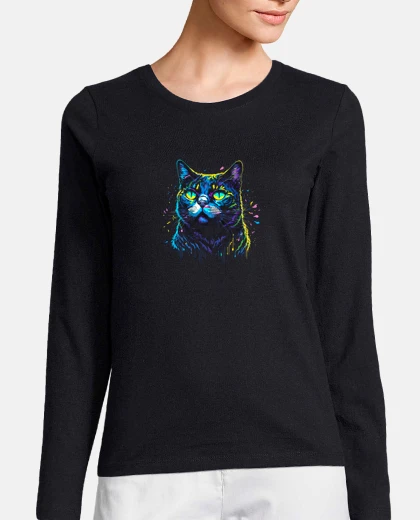 Playera colour splash american shorthair cat