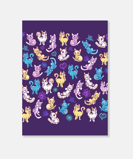 Wall colourful cats canvas print
