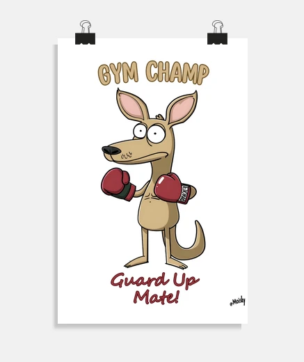Poster combative boxing kangaroo