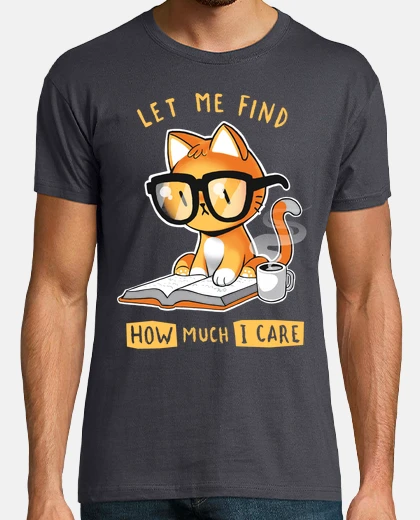 Tee-shirt combien je me soucie - rat de bibliothèque de chat effronté - minou sarcastique avec du café