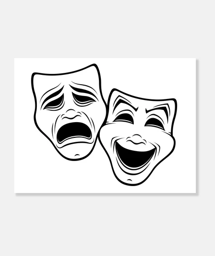 Lienzo comedia y tragedia teatro mascaras line