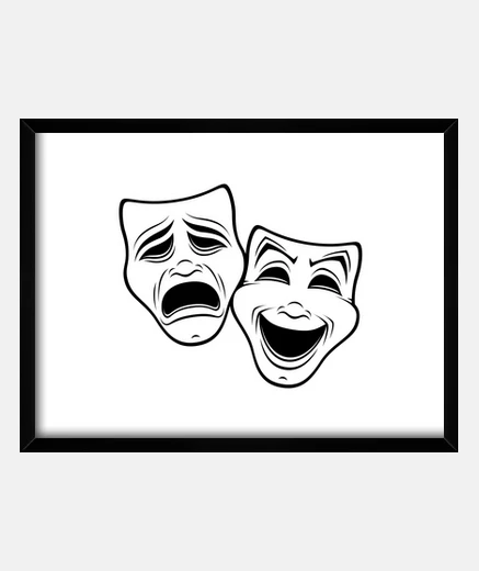 Framed Comedy And Tragedy Theater Masks Black