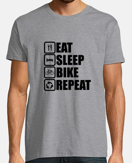 Camiseta comer dormir andar en bicicleta repetir