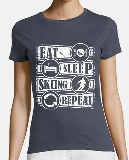 Playera comer dormir esquiar repetir esquiador