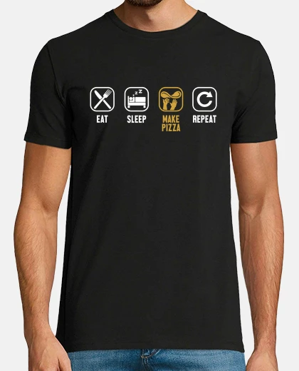 Camiseta comer dormir hacer pizza repetir pizzer