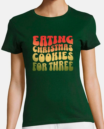 Playera comiendo galletas navideñas para tres: camiseta con anuncio de embarazo de gemelos