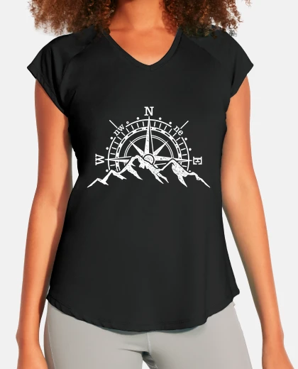 T-shirt compass and mountains wind rose