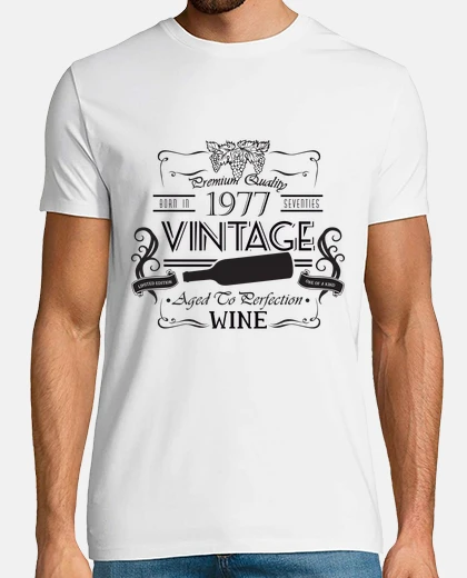 T-shirt compleanno amante del vino 1977