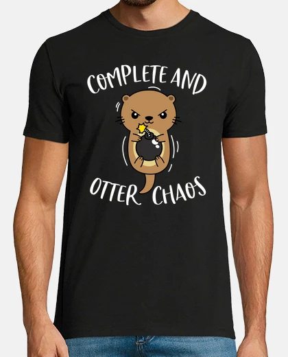 Camiseta completo y caos de la nutria graciosas lindas nutrias de mar juego de palabras