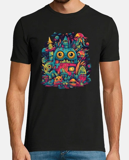 Camiseta Composición Monstruos de Colores