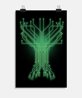 computer circuit digital tree of life geek poster decoration