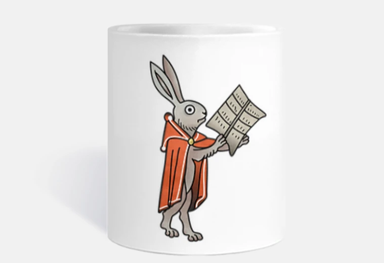 Tazza con one eye a un manoscritto