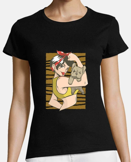 Tee-shirt conception de bouledogue fille pin up