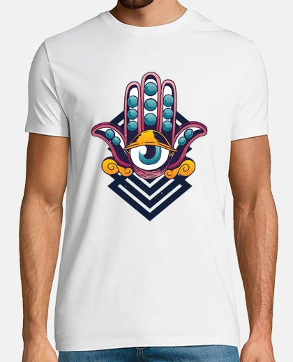 Tee-shirt conception de main hamsa troisième oeil