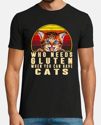 Camiseta conciencia de la enfermedad celíaca quién necesita gluten cuando tienes gatos regalo divertido para 