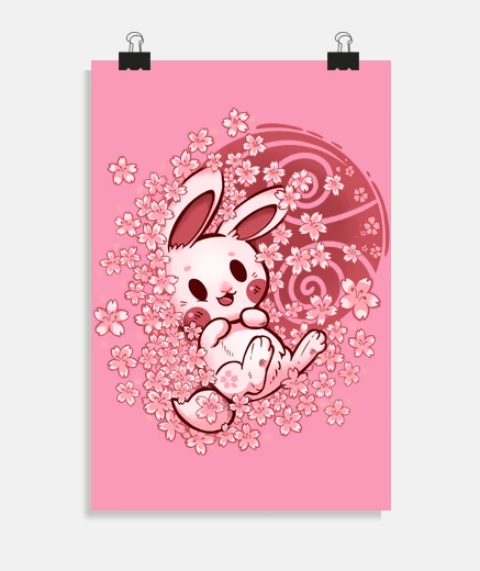 Poster coniglietto di fiori di primavera - poster