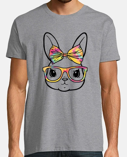 T-shirt coniglio carino, occhiali, papillon, divertente
