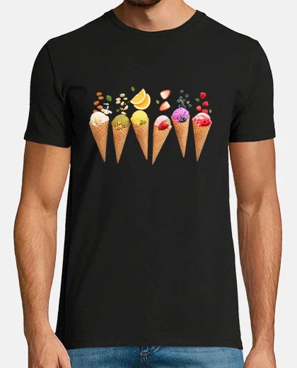 T-shirt cono gelato, gelateria, commerciante, vaniglia, pistacchio, fragola, lampone, ricetta, danceflor, va