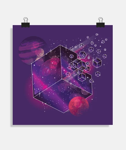 Poster conquête de l espace,cubes futuristes ,affiche pour astronome et astrologue 