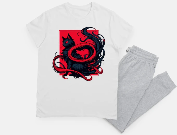 Pyjama Cool Abstract Art Black Cat Demon