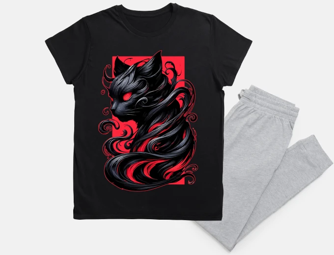 Pyjama Cool Abstract Art Black Cat Demon
