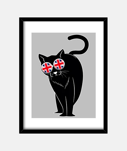 Framed Cool British Cat wearing Shades