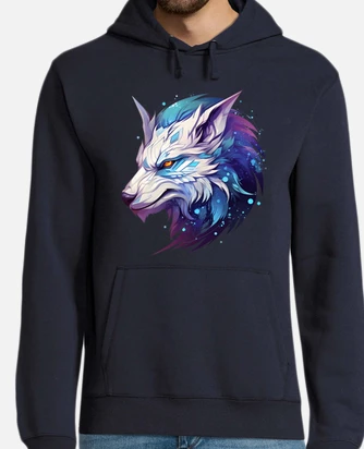 Cool colorful space wolf hoodie tostadora