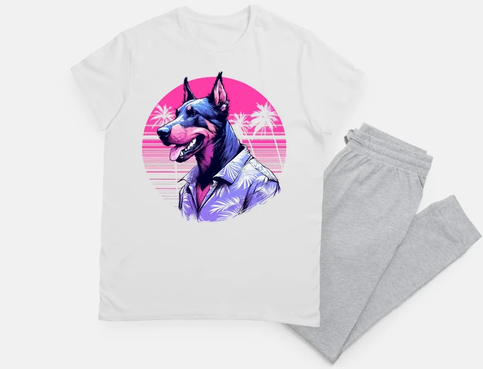 Pyjama cool doberman été plage de palmiers