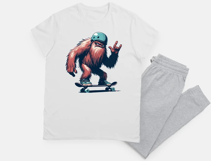 Pyjama Cool funny bigfoot skateboarding