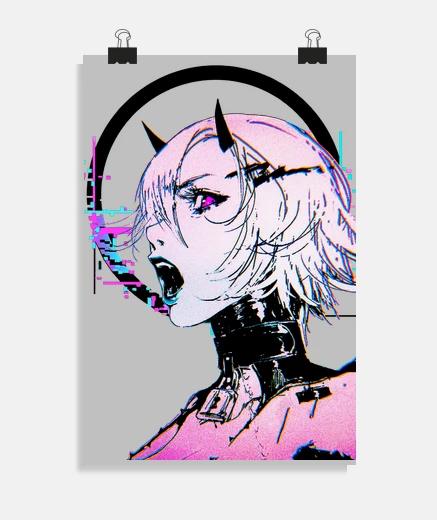 Poster cool girl modern style cyberpunk