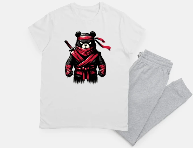 Pyjama Cool Ninja Panda Bear Japanese Retro