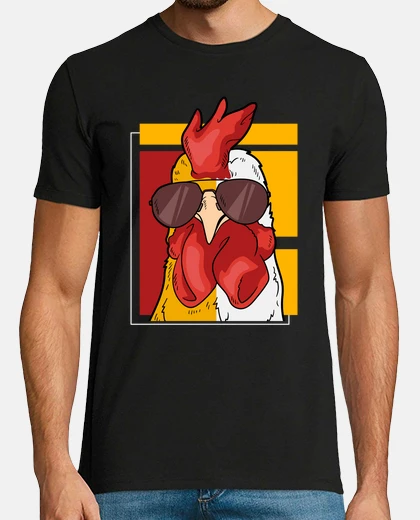 Playera cool rooster with crest and sunglasses
