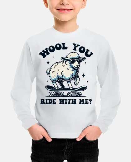 Kids Cool sheep riding on a skateboard