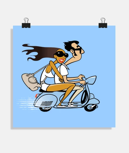 Poster coppia di scooter